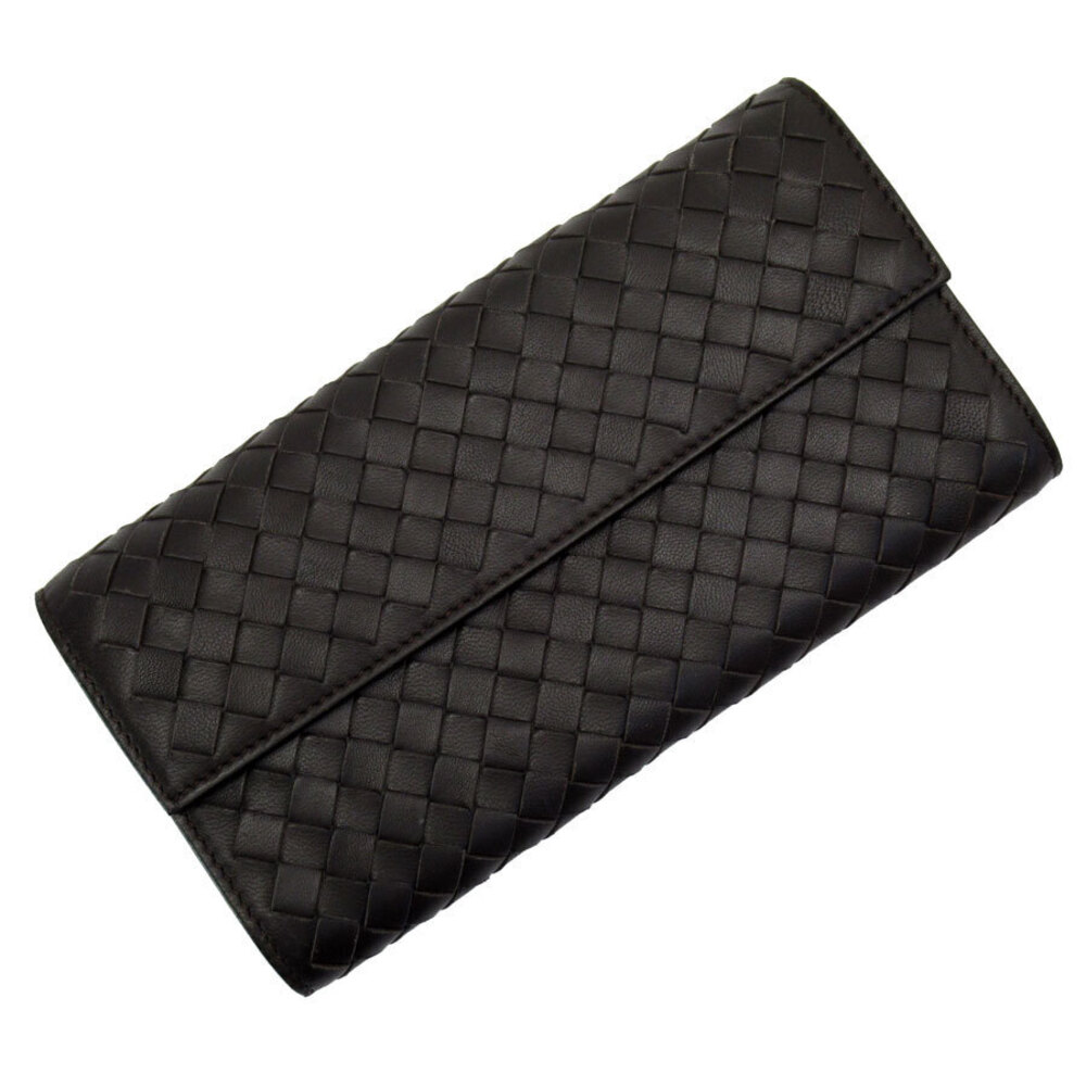 Bottega Veneta long wallet Intrecciato leather dark brown
